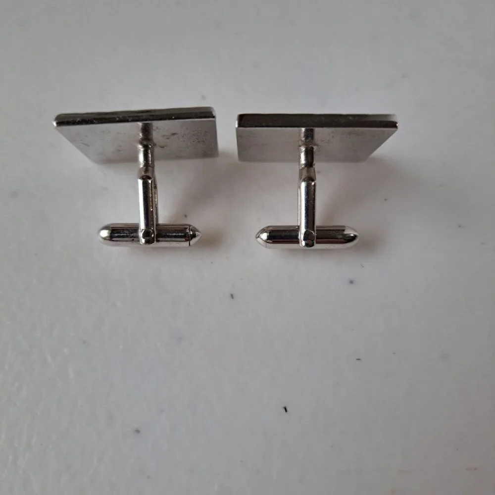 VTG Swank Silver-Tone Square Cufflinks Abstract Silhouettes 1